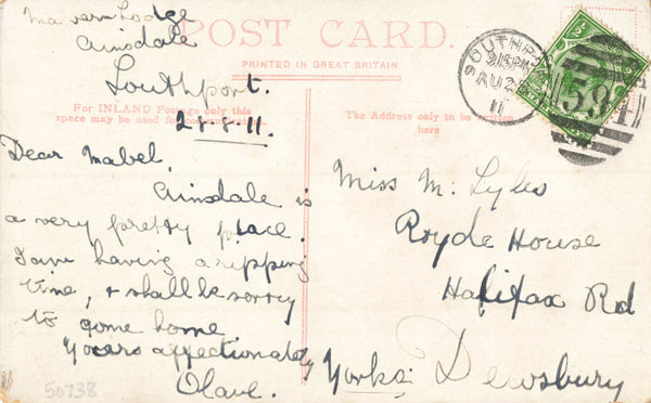 AINSDALE VILLAGE FROM STATION ROAD - 1911 POSTCARD - SOUTHPORT (ref 5374/22)