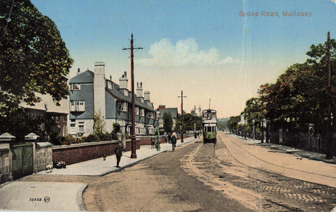 GROVE ROAD, WALLASEY - 1922 POSTCARD, WIRRAL (ref 5372/22)