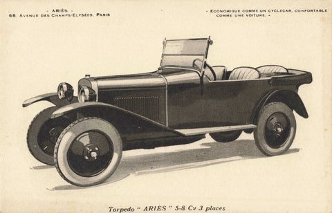 Old advertising motor car postcard for Torpedo 'Aries'