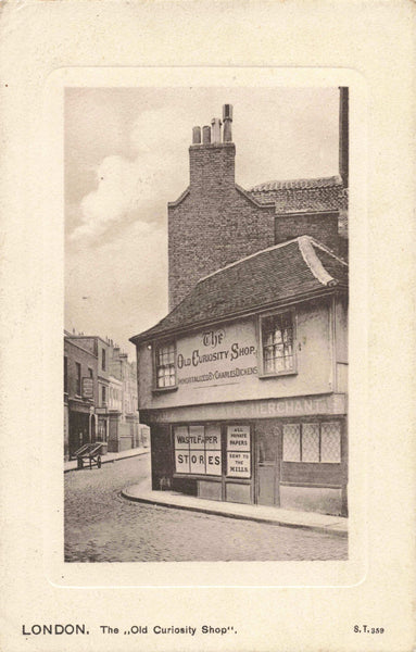 Old postcard of The Old Curiosity Shop in London