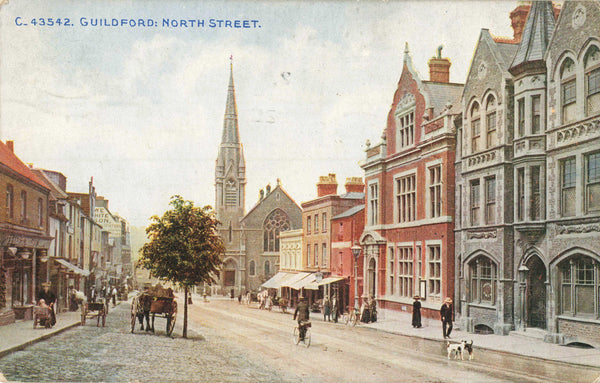 Old postcard  of North Street, Guildford in Surrey