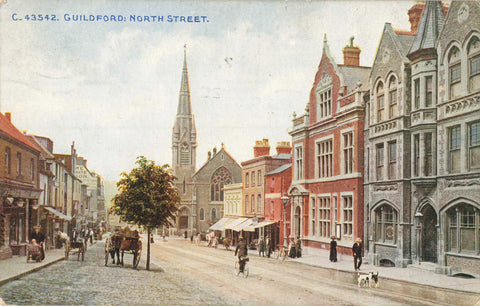 Old postcard  of North Street, Guildford in Surrey