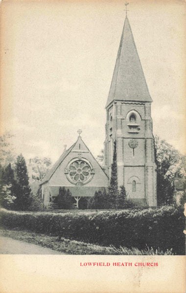 Early 1900s postcard of the church at Lowfield Heath in Sussex