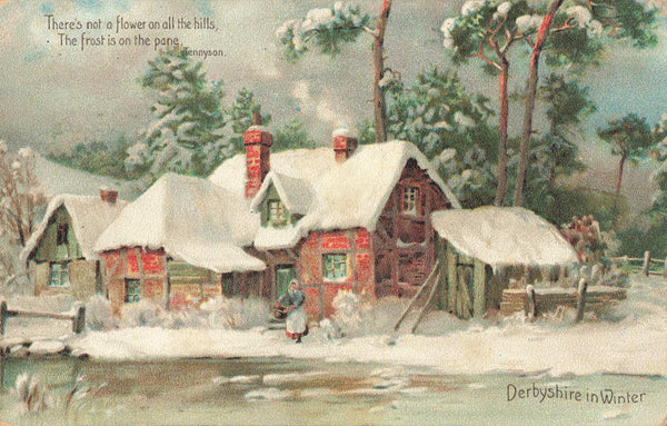 DERBYSHIRE IN WINTER - OLD POSTCARD