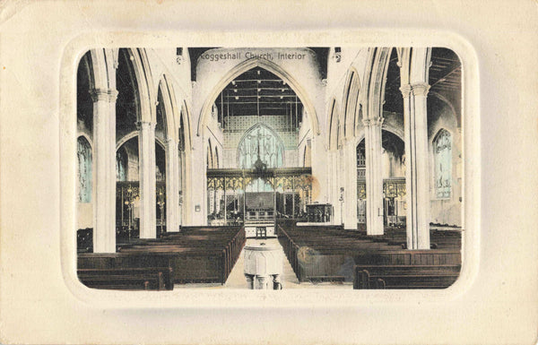 Old postcard of Coggeshall Church, Interior in Essex