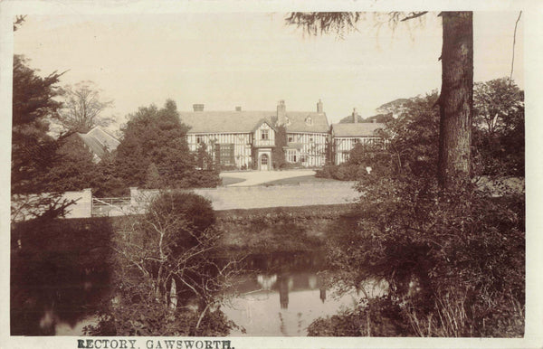 Old real photo postcard of the Rectory, Gawsworth in Cheshire