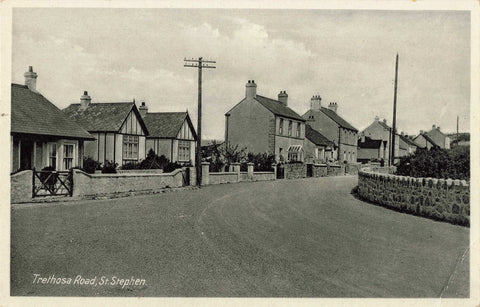 Old postcard of Trethosa Road, St Stephen in Cornwall
