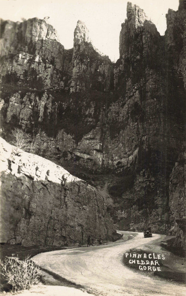 Old real photo postcard of Pinnacles, Cheddar Gorge