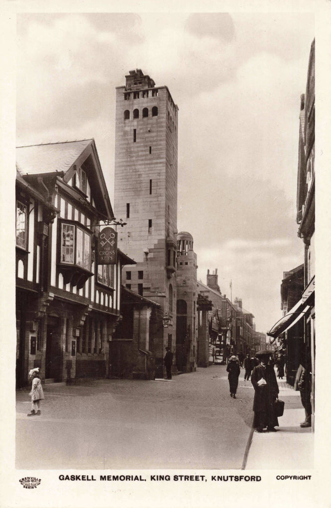 Old real photo postcard of Gaskell Memorial, King Street, Knutsford, Cheshire