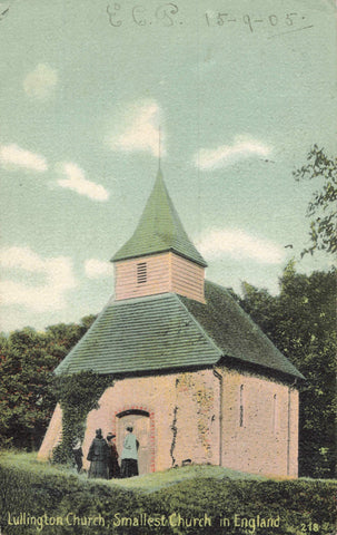 Old postcard of Lullington Church, Sussex