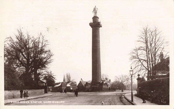 Old real photo postcard of Lord Hill's Statue, Shrewsbury