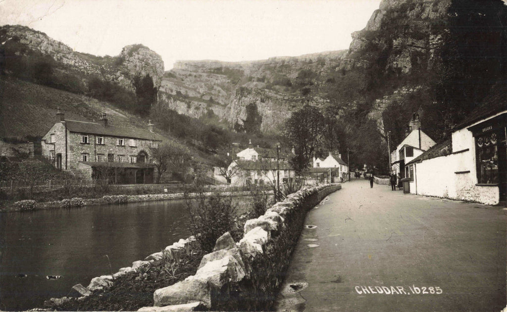 Old real photo postcard of Cheddar in Somerset