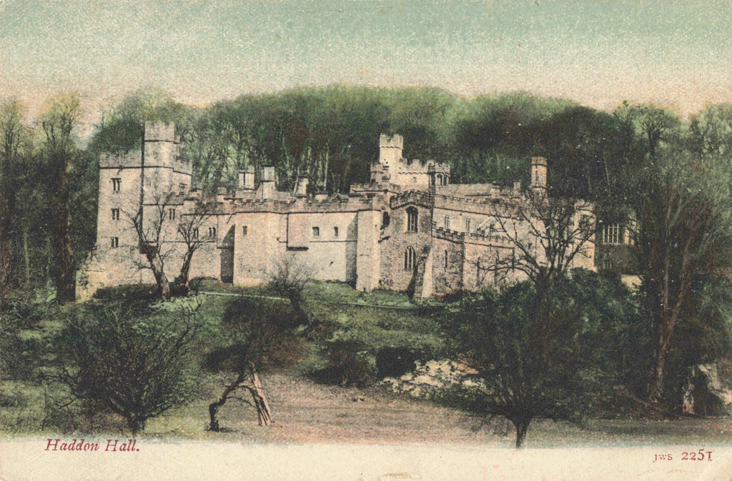 Old postcard of Haddon Hall, Derbyshire