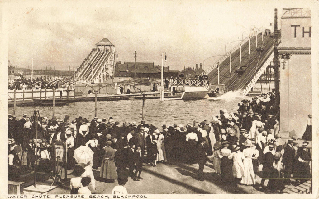 Old postcard of Water Chute, Pleasure Beach, Blackpool