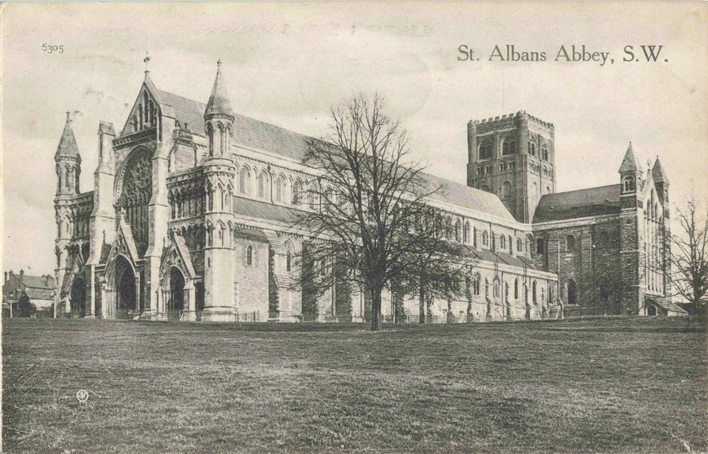 Old postcard of St Albans Abbey