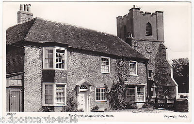 Old postcard of The Church, Broughton, Hants.