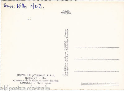 HOTEL LE JOURDAN, RESTAURANT BAR - LIMOGES - REAL PHOTO 1962 (ref 5113/12)
