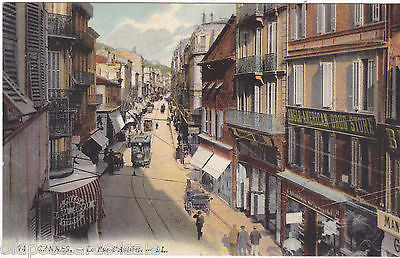CANNES LA RUE D'ANTIBES - LL - 1908 POSTCARD STREET SCENE (ref 5898/13)