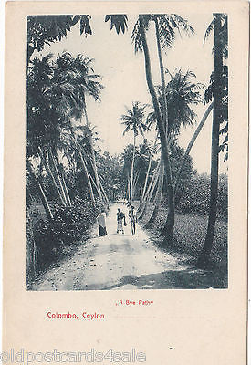 COLOMBO, CEYLON "A BYE PATH" OLD POSTCARD (ref 3125)