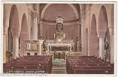 Rye Catholic Church Interior, old postcard