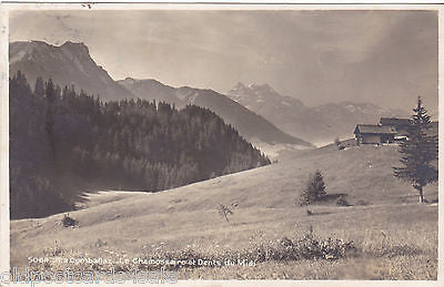 LA COMBALLAZ - LE CHAMOSSAIRE ET DENTS DU MIDI - 1920s REAL PHOTO (ref 2538/15)