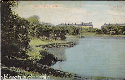 Old postcard of The Lake, Stanley Park, Liverpool, 1928