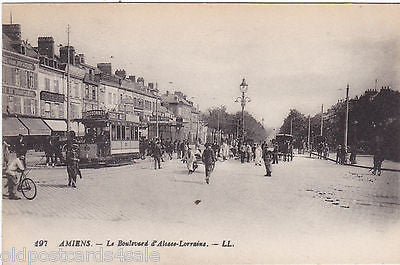 AMIENS - LE BOULEVARD d´ALSACE LORRAINE - OLD POSTCARD STREET SCENE (ref 5477)