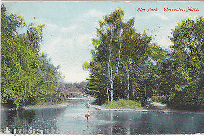 ELM PARK, WORCESTER, MASS. - 1908 POSTCARD (5479/13)