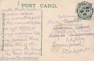BISHOP ETON, LIVERPOOL - MONASTERY - 1906 POSTCARD (ref 3490/16)