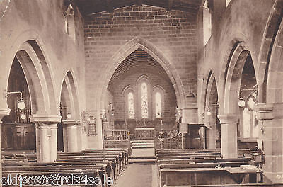 Old postcard of Eyam Church interior