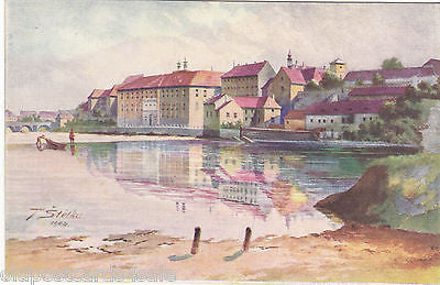 PISEK - PARTIE U ELEKTRARNY - T STETKA - OLD ART POSTCARD (ref 2326)