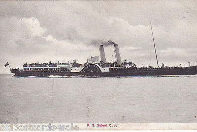 P.S. SOLENT QUEEN - 1920s POSTCARD - PADDLE STEAMER 