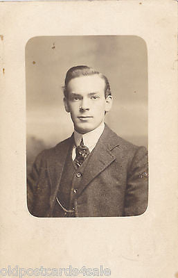 Gentleman in suit, vintage postcard, 1910