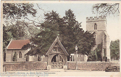 ST MARY'S CHURCH & LYCH GATE, WENDOVER - 1924 POSTCARD  (ref 2099/15)