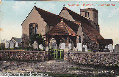 Old postcard of Lyminster Church, Littlehampton