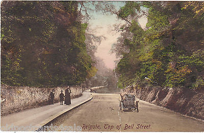 REIGATE - TOP OF BELL STREET - OLD CAR - 1911 POSTCARD