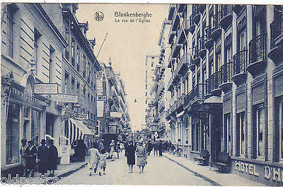 BLANKENBERGHE - LA RUE DE L'EGLISE - 1930 POSTCARD (ref 6635)