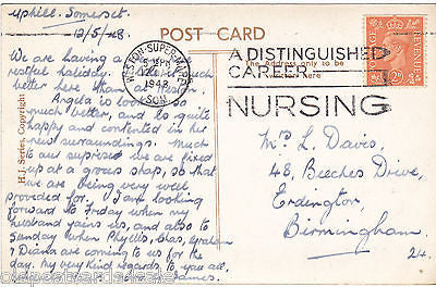 UPHILL VILLAGE WESTON SUPER MARE 1940s RP POSTCARD - NURSING SLOGAN (DEB5039/12)