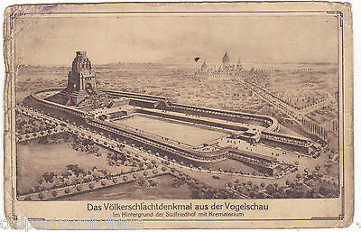 Das Völkerschlachtdenkmal aus der Vogelschau - Südfriedhof mit Krematorium (5441