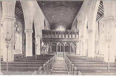 PARISH CHURCH, KENTON, DEVON - INTERIOR - 1904 POSTCARD