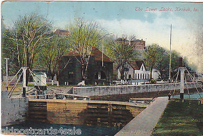 LOWER LOCKS, KEOKUK, IOWA - 1910 POSTCARD (ref 6305/13)