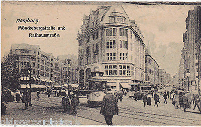 HAMBURG MÖNCKEBERGSTRAßE UND RATHAUSSTRAßE - PLAIN BACK POSTCARD (ref 6676/13)