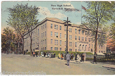 NEW HIGH SCHOOL, HAVERHILL, MASS. - 1912 POSTCARD