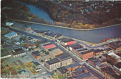 DOWNTOWN MEDINA & NY STATE BARGE CANAL, NY- 1960s AERIAL POSTCARD  (ref 6462/13)