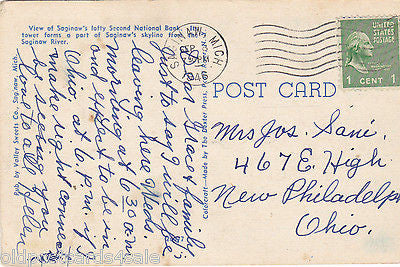 SECOND NATIONAL BANK, SAGINAW, MICHIGAN - 1946 POSTCARD (ref 2066)
