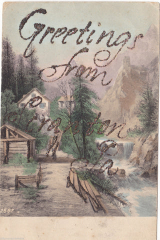 GREETINGS FROM SCRANTON, Pa. - GLITTER POSTCARD (ref 5891/13)