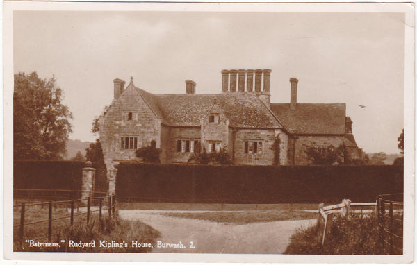 Real photo postcard of Batemans, Rudyard Kipling's house, Burwash, Sussex
