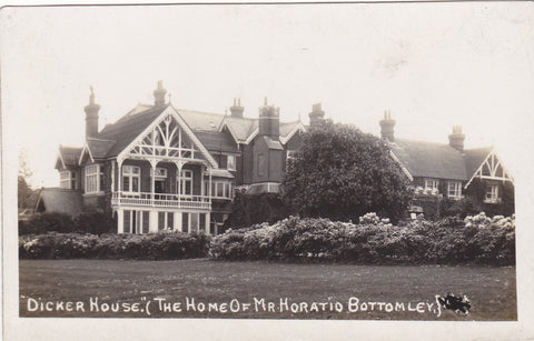 Real photo postcard of Dicker House, (The Home of Horatio Bottomley MP)