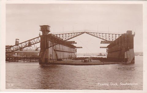 Old real photo postcard of the Floating Dock, Southampton