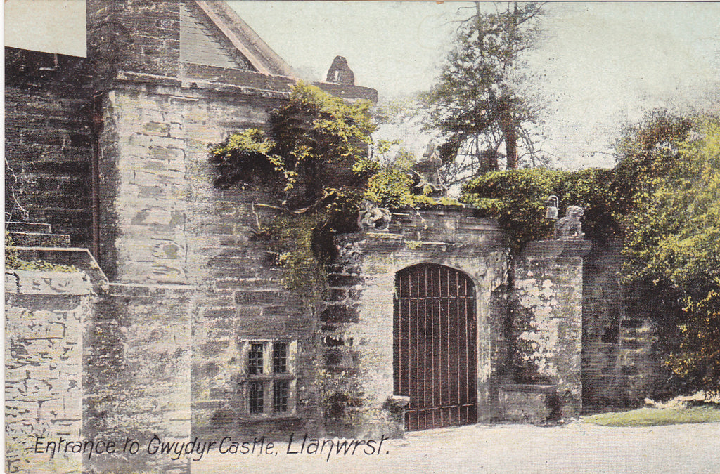 Old postcard showing the Entrance to Gwydyr Castle, Llanwrst